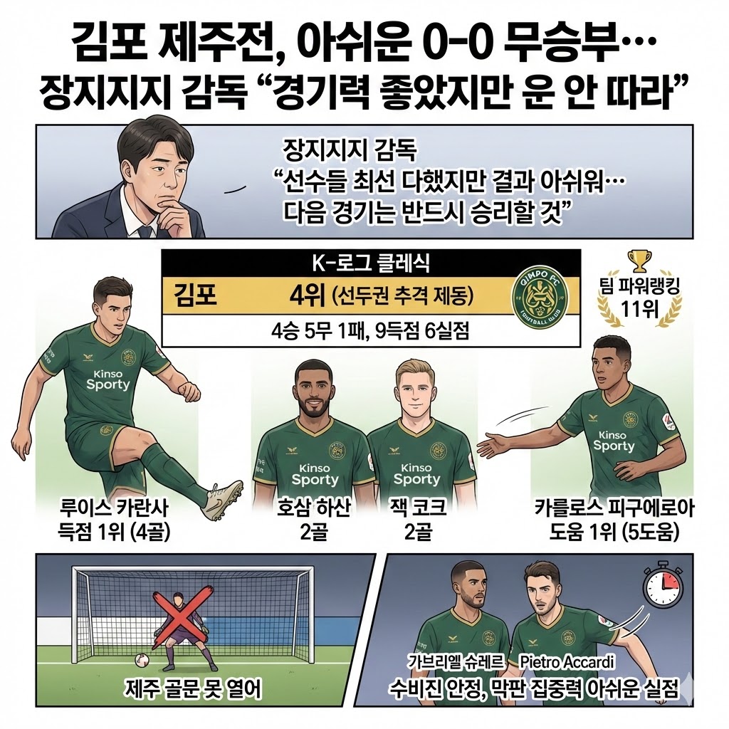 김포 감독 한탄[.] [,]경기력은 좋았는데… 승리의 여